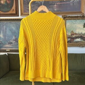 Yellow Cable Knit Women's Sweater